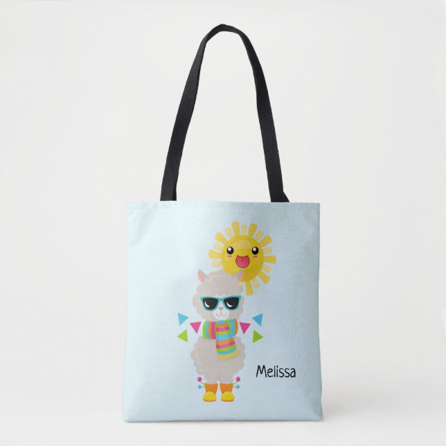 Cooler Llama und lächelnde Kawaii Sun Tasche (Vorderseite)