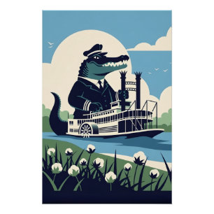 Cooler Louisiana-Raddampfer Poster