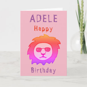 Cooler Löwe Pink Happy Birthday Mädchenhaft Karte