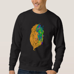 Cooler Löwenkopf Graphic Bright Colorful Sweatshirt