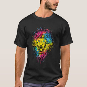Cooler Löwenkopf mit leuchtendem Farbton 5 T-Shirt