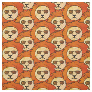 Cooler Löwenkopf Orange Zeichnend Muster Kids Stoff