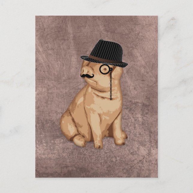 Cooler lustiger Ferkelforscher Cartoon Postkarte (Vorderseite)