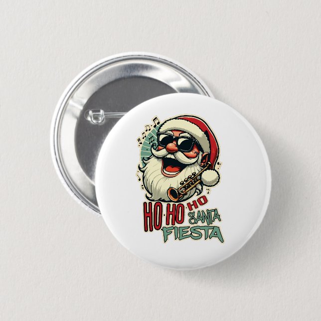 Cooler, lustiger Weihnachtsmann mit Sonnenbrille - Button (Vorne & Hinten)