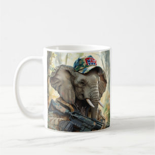 Cooler MAGA-Elefant mit Gun & Camouflage AMERICA Kaffeetasse