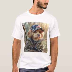 Cooler MAGA Hund mit Gun und Camouflage Niedlicher T-Shirt