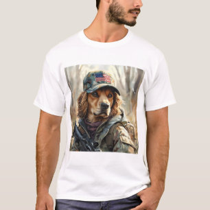 Cooler MAGA Hund mit Gun und Camouflage Niedlicher T-Shirt