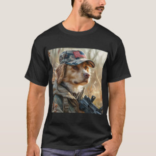 Cooler MAGA Hund mit Gun und Camouflage Niedlicher T-Shirt