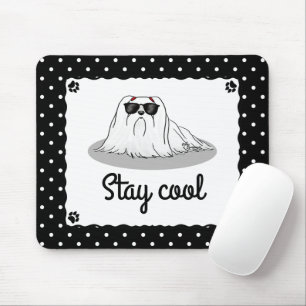 Cooler maltesischer Hund mit Sonnenbrille Niedlich Mousepad
