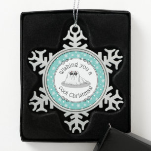 Cooler maltesischer Hund mit Sonnenbrille Niedlich Schneeflocken Zinn-Ornament