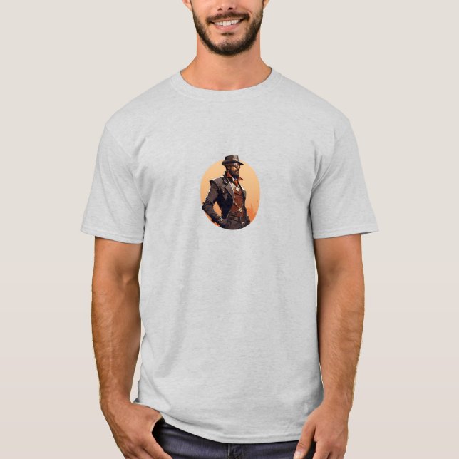 Cooler Mann im Steampunk-Stil T-Shirt (Vorderseite)
