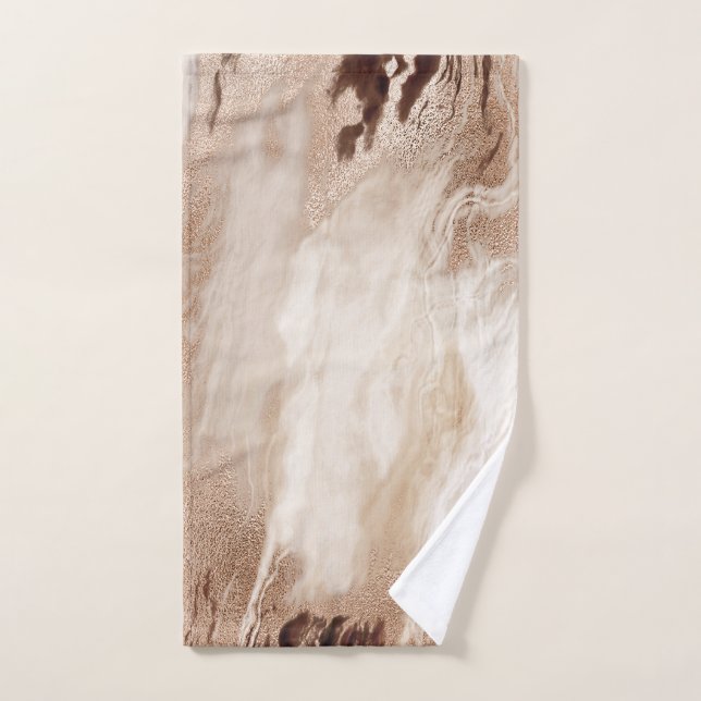 Cooler Marmor Granit Textur Braungold Badhandtuch Set (Handtuch)
