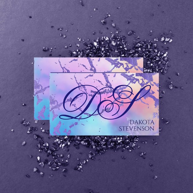 Cooler Marmor | Pastellfarbenes Lila Blaurosa Mono Visitenkarte (Von Creator hochgeladen)