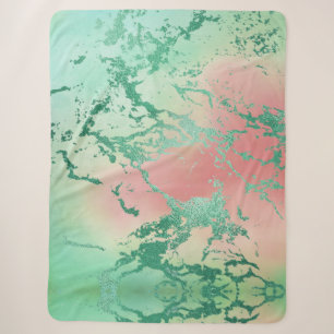 Cooler Marmor   Schöne Pastel Coral und Green Ombr Sherpadecke