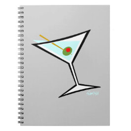 Cooler Martini mit Pimento Olivenweg Notizblock