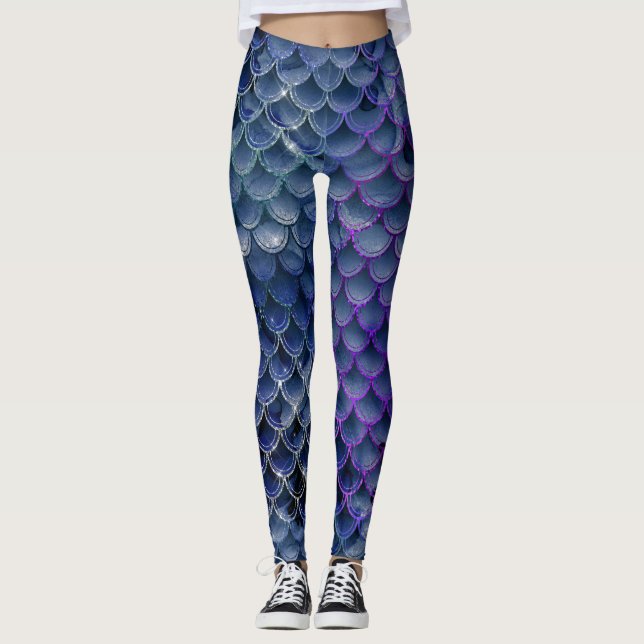 cooler Meerjungfisch-Glitzer Leggings (Vorderseite)