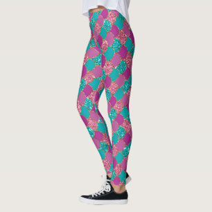 cooler Meerjungfrau Glitzer Einhornmuster fuchsien Leggings