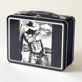 Cooler Mit Monogramm Maskuliner Western Cowboy Bla Metall Brotdose