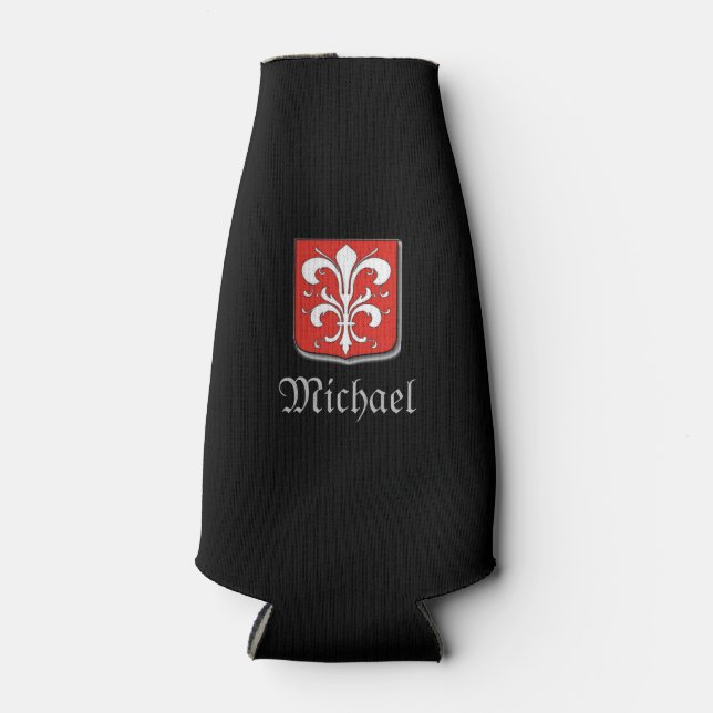 Cooler Mittelalter Schwarzer und Roter Ritterschil Flaschenkühler (Vorderseite)