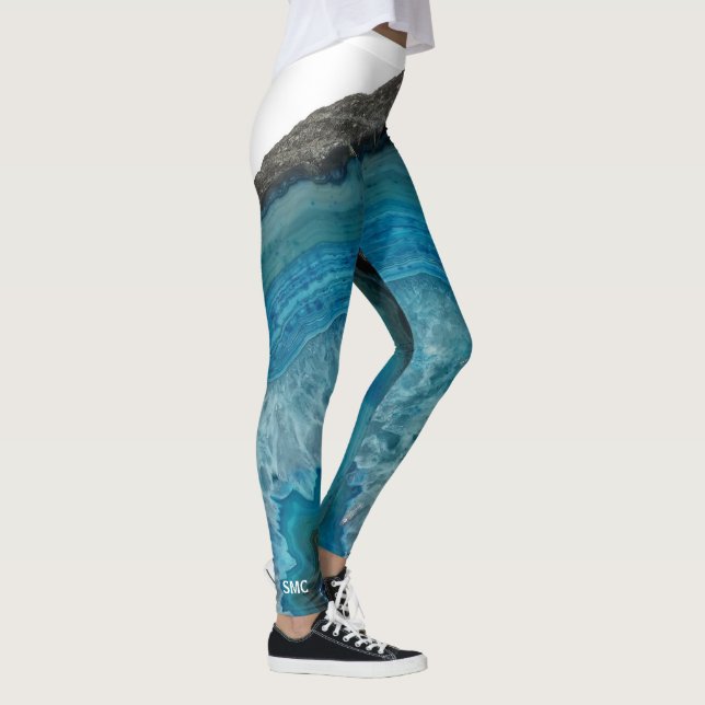 Cooler moderner blauer Achat-Edelstein-Felsen mit Leggings (Rechts)