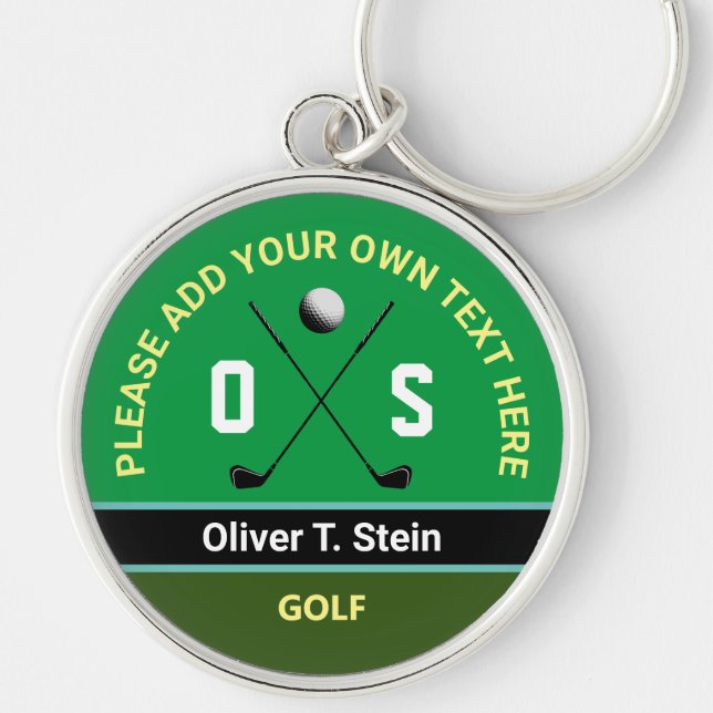 cooler, moderner grüner Golfername Schlüsselanhänger (Vorne)