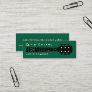 Cooler moderner Musiklehrer Green Mini Visitenkarte