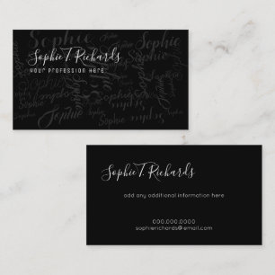 cooler, moderner Schriftart-Stil in Schwarz Visitenkarte