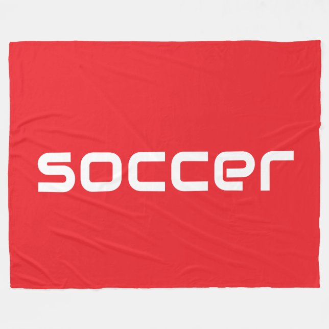 Cooler moderner weißer SOCCER-Text in hellrot Fleecedecke (Vorderseite (Horizontal))