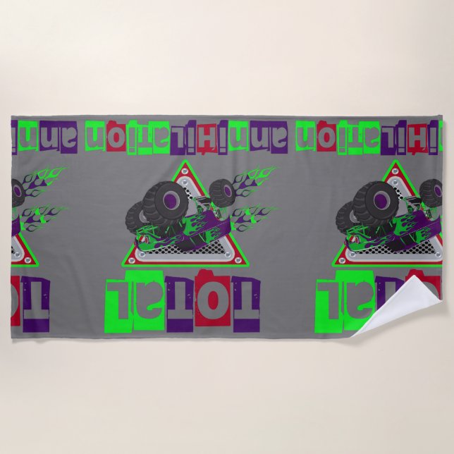 cooler Monster-Lkw-Hartkernpool oder Strandtuch (Vorderseite)