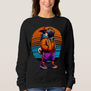 Cooler Mops Hund Moderner Städtischer Stil Sunset Sweatshirt