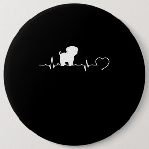 Cooler Mops Hund Rasse Heartbeat Welpe Button
