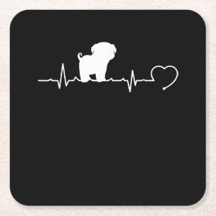 Cooler Mops Hund Rasse Heartbeat Welpe Rechteckiger Pappuntersetzer