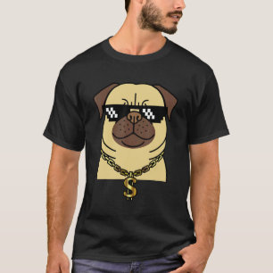 Cooler Mops-Rapper-Hund mit Bling Hip Hop Bling Mo T-Shirt