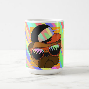 Cooler Mops Sonnenbrille Kopfdesign Kaffeetasse