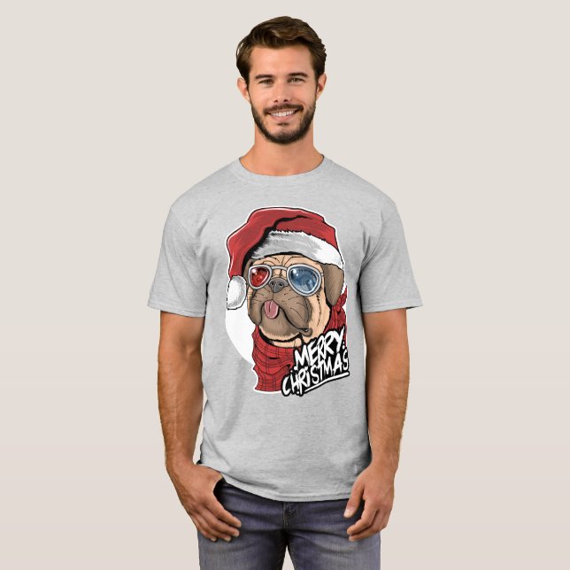 Cooler Mops Weihnachten T-Shirt (Vorne ganz)