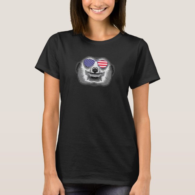 Cooler Mungo mit USA-Flaggen-Sonnenbrille US Ameri T-Shirt (Vorderseite)