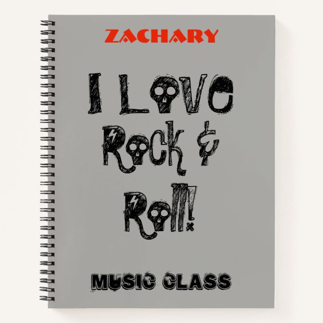 Cooler Musikrock und Roll Skulls Persönlicher Name Notizbuch (Vorderseite)