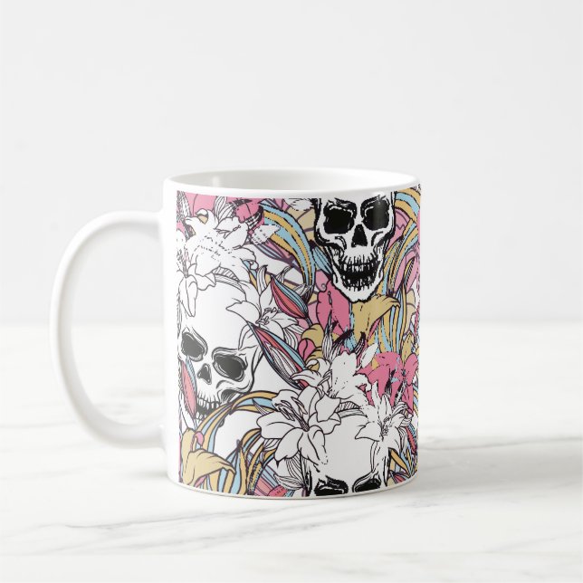 Cooler, nahtloser Vintager Musterhintergrund  Kaffeetasse (Links)