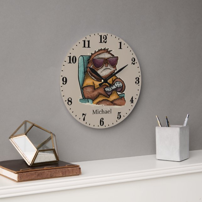 Cooler Name für unisex-Sloth-Spiele Große Wanduhr (Büro)