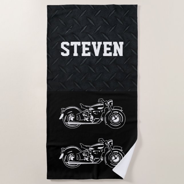 Cooler Name Motorrad Black Men Strandtuch (Vorderseite)