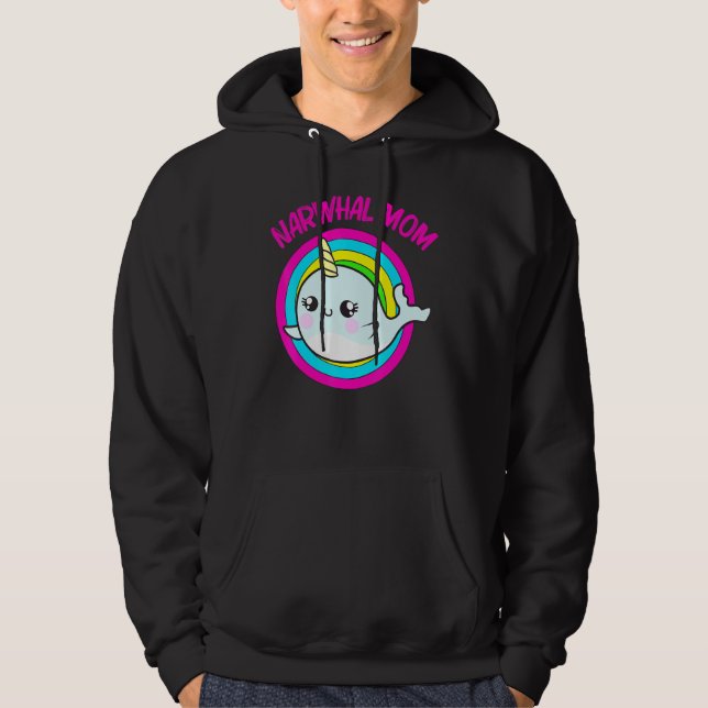 Cooler Narwhal für die Mama Mutter Regenbogen Osts Hoodie (Vorderseite)