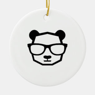 Cooler Nerd-Panda-Geometrie-Symbol Keramik Ornament