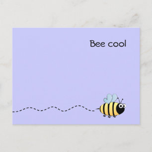 Cooler niedlicher BienenCartoon lila Postkarte