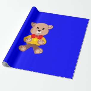 Cooler Niedlicher Bowtie Teddy Bear auf Blue Geschenkpapier