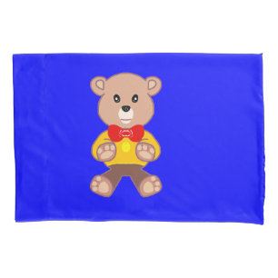 Cooler Niedlicher Bowtie Teddy Bear auf Blue Kissenbezug