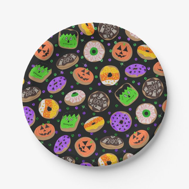 Cooler Niedlicher Glitzer Confetti Donuts Hallowee Pappteller (Vorderseite)