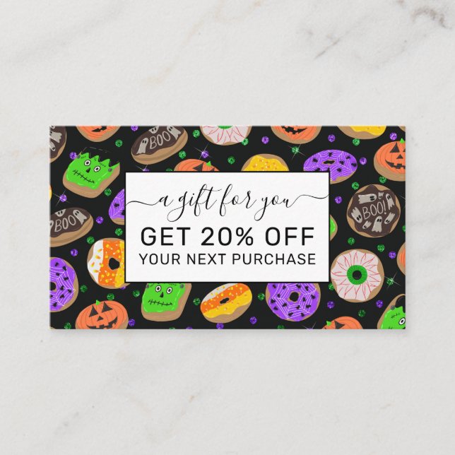 Cooler Niedlicher Glitzer Confetti Donuts Hallowee Rabattkarte (Vorderseite)