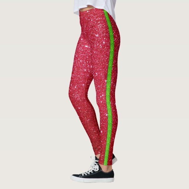 cooler niedlicher, hellroter Glitzer Leggings (Links)
