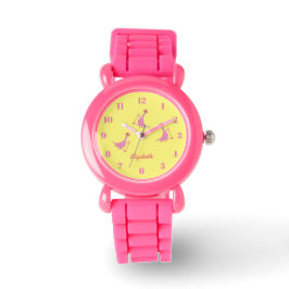 Cooler Niedlicher Rosa Dinosaurier Muster Mädchenn Armbanduhr
