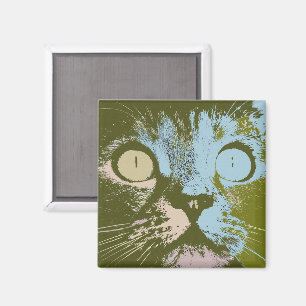 Cooler Olivenhain Pastell Kat Minimalistischer Pop Magnet